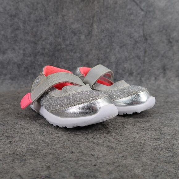 Cat & Jack Shoes Baby 4 Mary Jane Sneakers Silver Pink Adjustable Strap Comfort - Picture 1 of 13